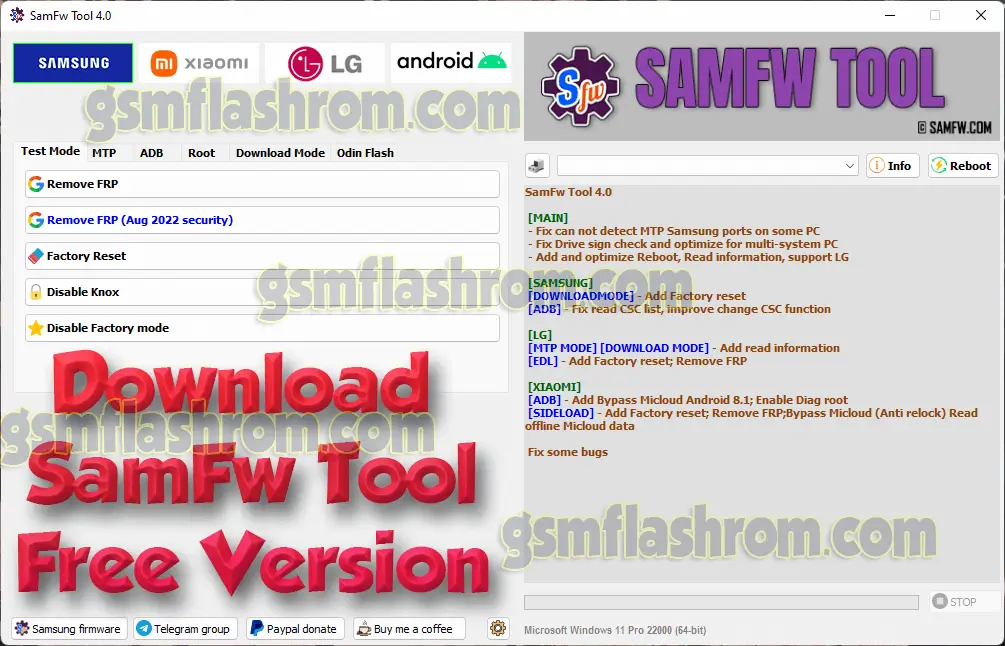 Download Latest SamFw Tool 4.0 Samsung FRP Bypass one click gsmflashrom