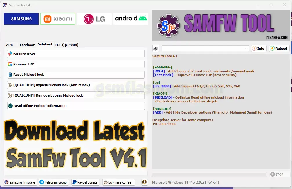 Download Latest SamFw Tool V4.1 Samsung FRP Bypass one click