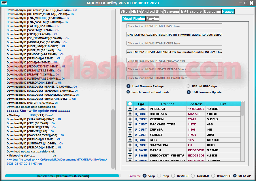 Download MTK META Utility V85 Flash Huawei Firmware Dload Upgrade Mode Report