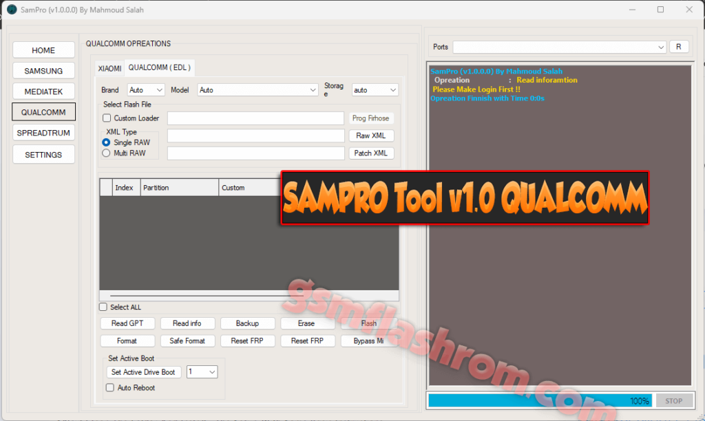SAMPRO Tool v1.0 QUALCOMM GSMFLASHROM