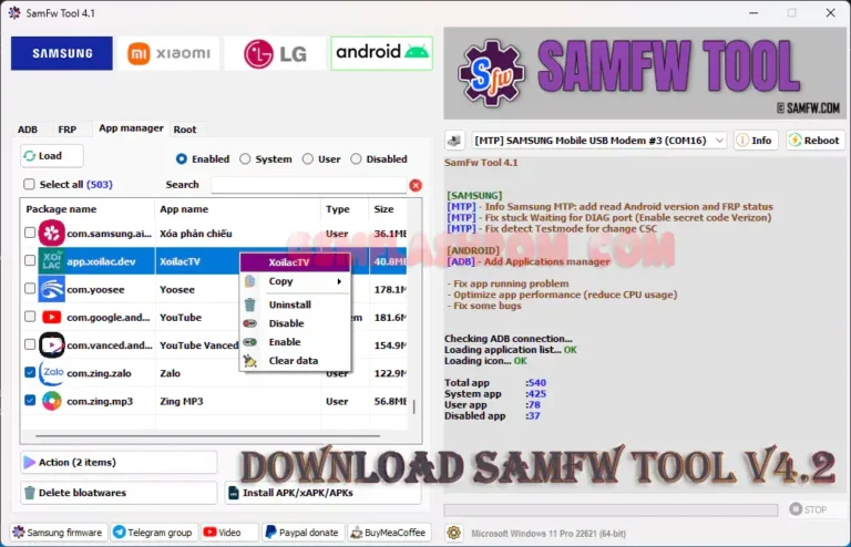 Download Latest SamFw Tool V4.2 Samsung FRP Bypass one click