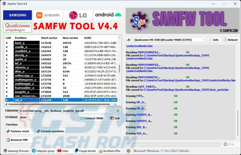 Download Update SamFw Tool v4.4 Fixed One-Click Samsung FRP Bypass Solution