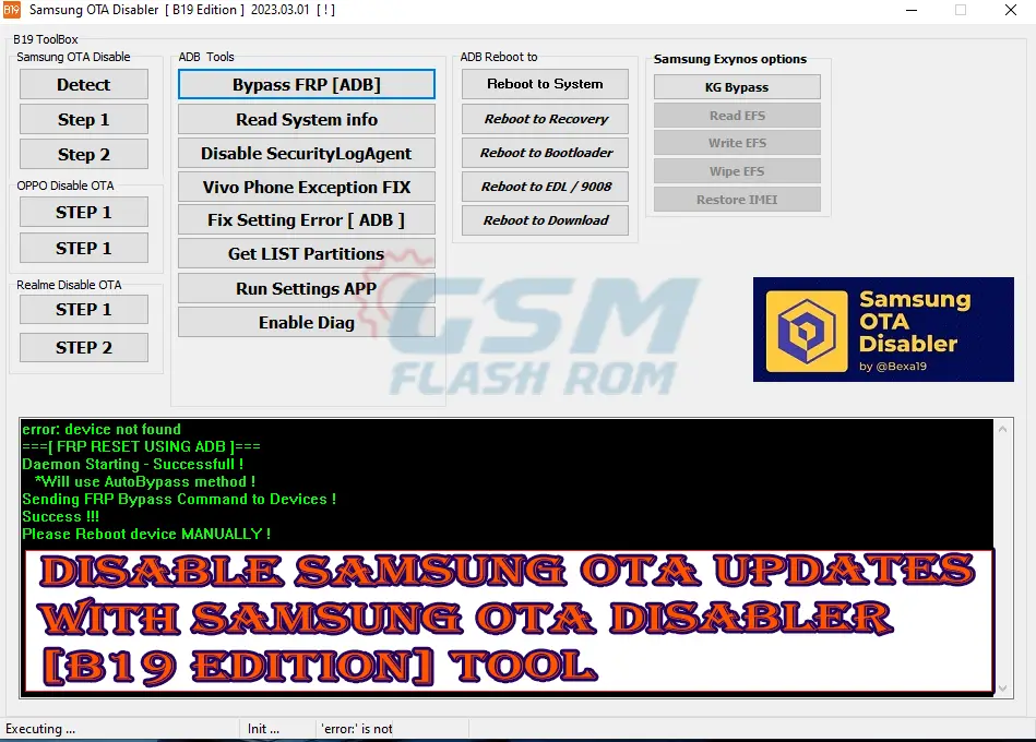 Disable Samsung OTA Updates with Samsung OTA Disabler [B19 Edition] tool