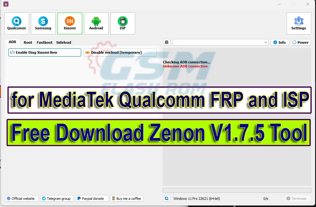 Free Download Zenon V1.7.5 Tool for MediaTek Qualcomm FRP and ISP