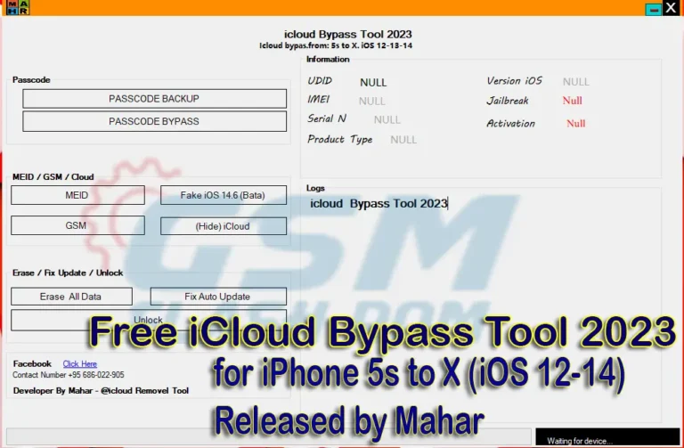 Free iCloud Bypass Tool 2023 for iPhone 5s to X (iOS 12-14) Released by Mahar