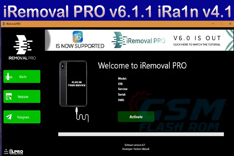 iRemoval PRO v6.1.1 iRa1n v4.1 Bypass iCloud Activation Lock and Jailbreak for 15 or 16