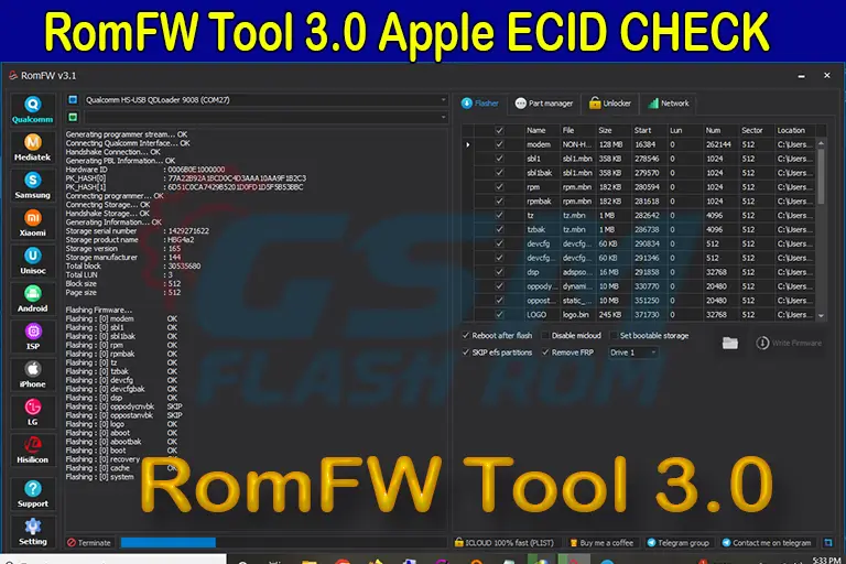 Free Download RomFW Tool 3.0 Apple ECID CHECK Free for Flashing Android Devices
