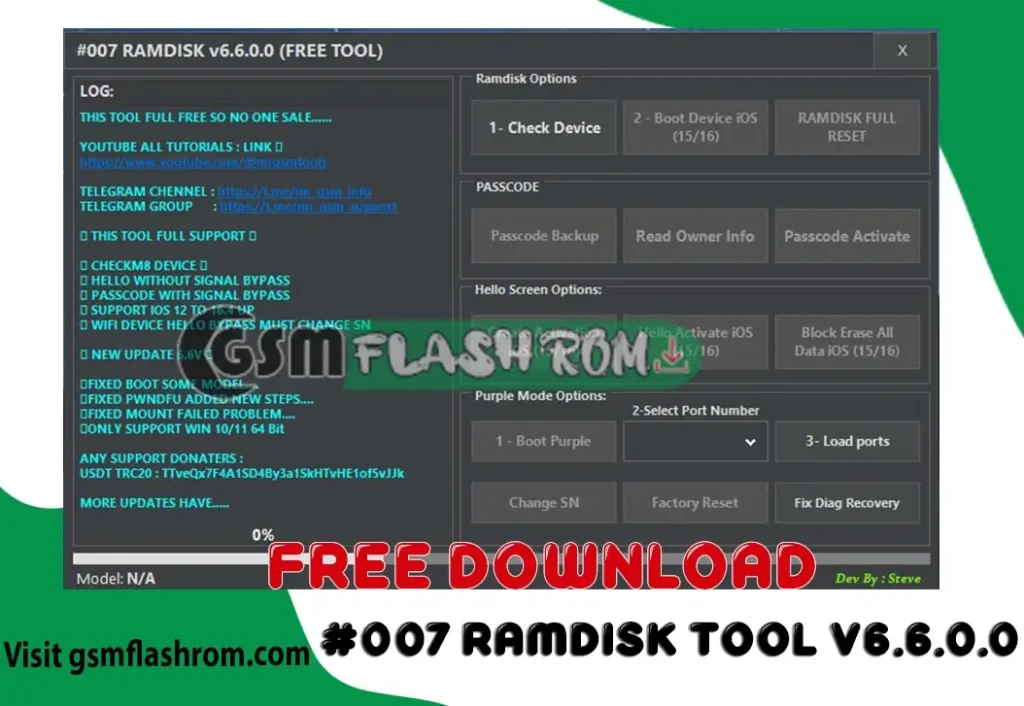 007 Ramdisk Tool v6.6.0.0 Free iCloud Bypass for iPhone iPad iOS 12 16.5.1