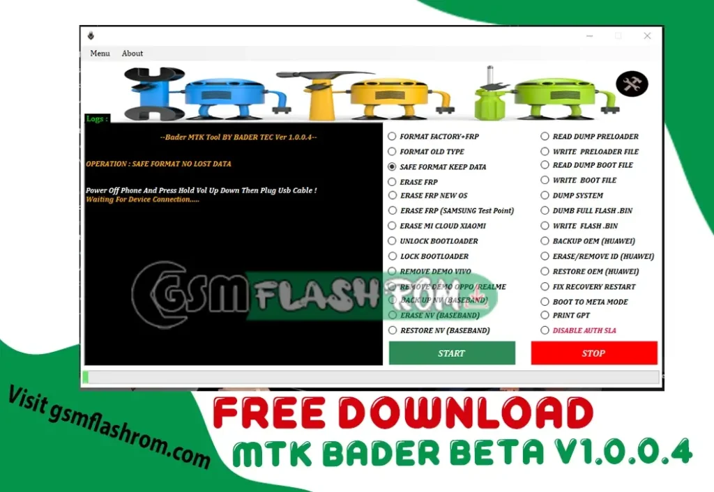 Free MTK Tool Format FRP Flash Unlock Bootloader More MTK BADER BETA v1.0.0.4