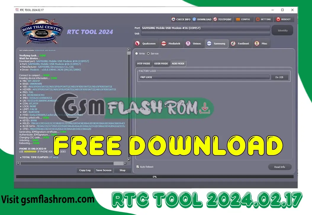 RTC Tool 2024.02.17: New Services for Qualcomm, MediaTek, Unisoc & Samsung (Free Download) - Get the latest RTC TOOL_2024.02.17 update for free! This powerful tool unlocks new features for Qualcomm, MediaTek, Unisoc, & Samsung devices. What’s New RTC Tool 2024.02.17? Qualcomm Support: Mediatek Support: Unisoc Support: Samsung Features: How to Use RTC TOOL 2024.02.17 Full Specifications INFORMATION! File Name:File Size:File TypeGuideline Tutorial:How to download:RAR Password:Developed By: RTC TOOL_2024.02.17 Password: […]
