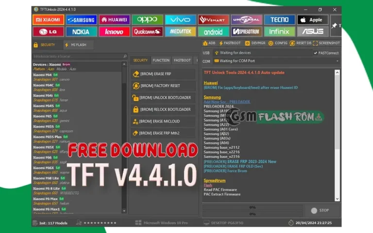 TFT Unlock Tool v4.4.1.0 2024 Auto Update, Fix Huawei ID, Samsung FRP, Spreadtrum IMEI (New!)