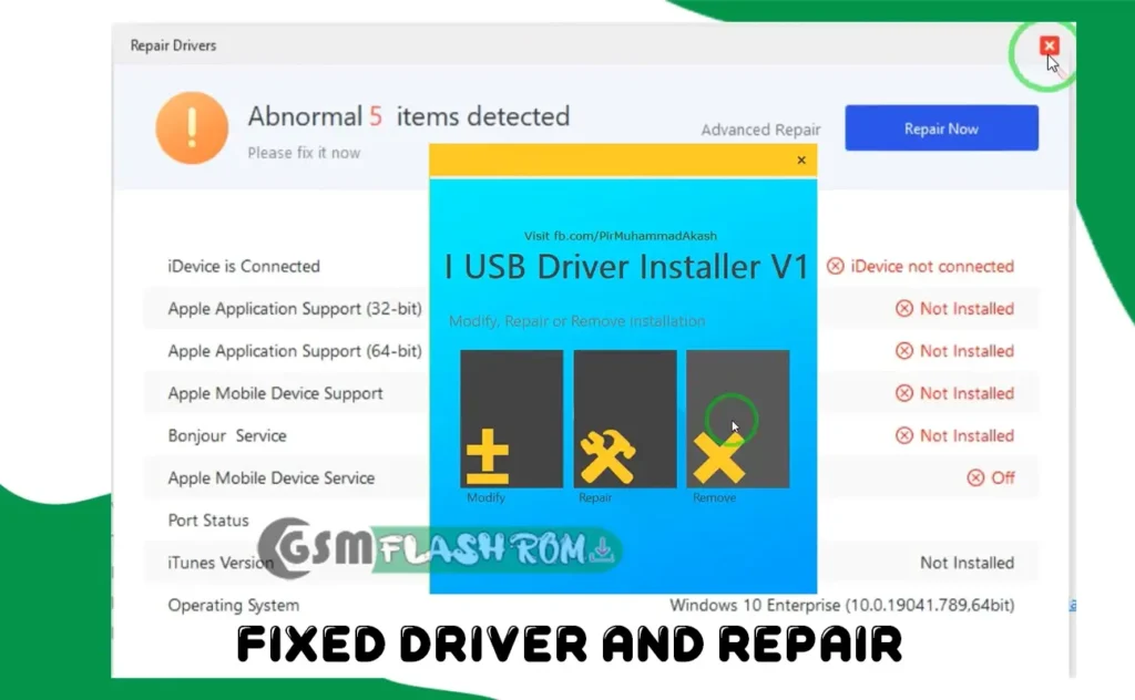Fixed And Repair Apple Mobile Device USB Driver for using installer