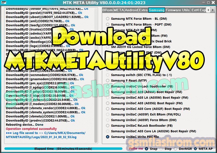 Download MTK META Utility V80 Samsung SPD PAC file Flash 2023 1