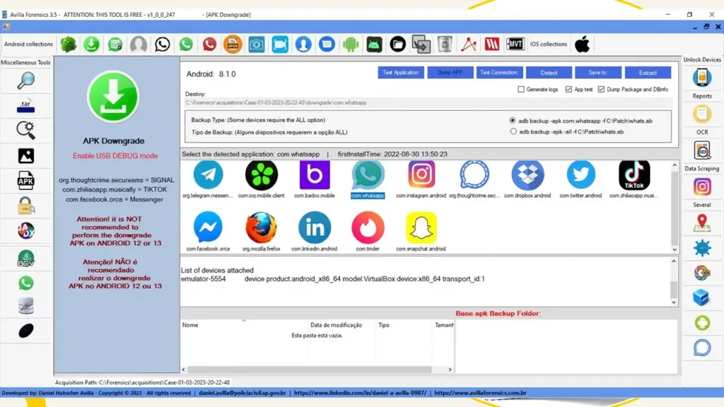 Avilla Forensics 3.6 Download Free with Source Code Mobile Forensics for Backup, Downgrade, WhatsApp Recovery & More support