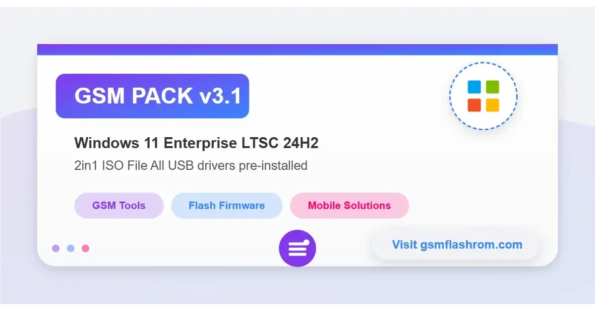 Latest GSM Pack v3.1 for Windows 11 Enterprise LTSC 24H2 ISO - Explore Windows 11 Enterprise LTSC 24H2 GSM Pack v3.1 2in1 ISO File (OS Build 26100.2033) with GSM All USB drivers pre-installed, plus gsm flash tools. Bloatware-free and optimized. Free Download it now! Dive into Windows 11 Enterprise LTSC 24H2 GSM Pack v3.1 2in1 (OS Build 26100.2033), a powerful, updateable OS designed for mobile developers, technicians, [&hellip;]